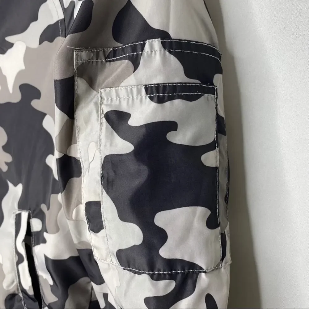 Kids Boys Mossimo Black Reversible White Grey Camouflage Jacket Small
